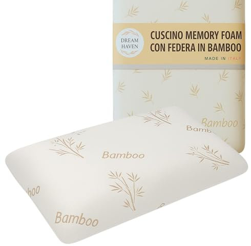 DREAM HAVEN Coussin à mémoire de forme de savon perforé avec taie d'oreiller en bambou, coussin de lit cervical et orthopédique, coussin anti-acarien hypoallergénique (taie d'oreiller en bambou, 1)