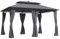 Outsunny Tonnelle de Jardin extérieur 3 x 4 m avec moustiquaire et lumières LED Solaire, Barnum Tente de réception en métal avec Double Toit, tonnelle terrasse Patio Mariage baptême, Gris