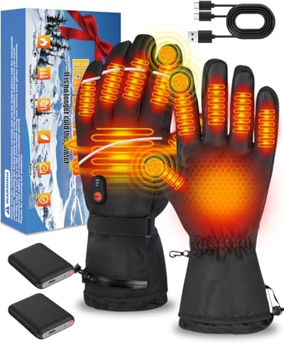 Zumhigh 2025 Heated Gloves for Men & Women, Waterproof Windproof Rechargeable Electric Gloves with 3 Heat Levels for Skiing, Motorcycle, Cycling, and Outdoor Winter Gifts (XL)
