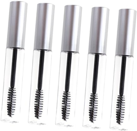 PENIKOKO 5 Stück Teiliges Mascara Tube mit Silbernem Deckel Leerer Wimperntusche Behälter Transparente Eyelash Flasche DIY Kosmetikbehälter für Reisen und Nachfüllung