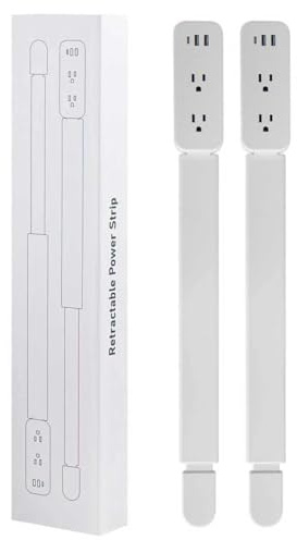 Asta di prolunga: dispone di 2 prese USB-A, USB-C e 2 AC, allungabile da 22 a 34, girevole a 180°, difficile da raggiungere, presa a muro