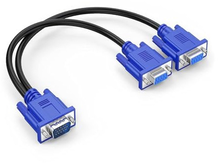 DUOBAGMA VGA Splitter Cable Dual VGA Monitor Y Cable 1 Male to 2 Female Adapter Converter Video Cable for Screen Duplication - 1 Feet (No Screen Extension) - Only Work for Identical Monitor