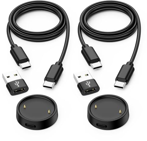 NEW POW Cavo Caricatore USB C per Amazfit Active 2/Bip 6, 2 Unità | Stazione di Ricarica Magnetica per Amazfit smartwatch A2437 A2433 A2434 A2435, Cavi Type-C da 1M, Adattatore USB-C a USB-A