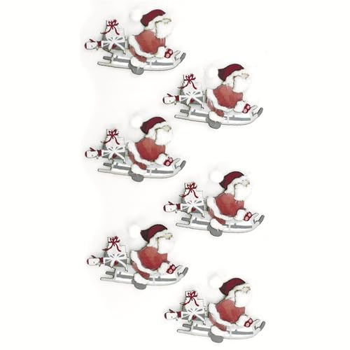 Artoz 3D-Sticker Weihnachtsmann auf Schlitten, Mehrfarbig, Selbstklebend, 6 Stück, 3x3 cm, Art Deco Stil, Handgefertigt