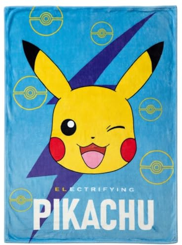 Pokémon Pikachu große XXL Kuscheldecke, 150x200, sehr weich und flauschig, Waschmaschinengeeignet, Original Design (Blau, 150x200)