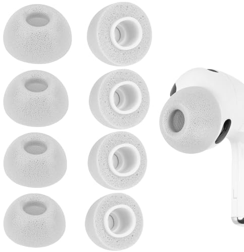 Geekria Memory Foam Ohrpolster kompatibel mit AirPods Pro (3. Generation), Rutschfester Sitz, für Pendeln & Fitness, 4 Größen L, M, S, XS (Grau)