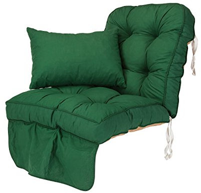 Alfresia Swing Seat Cushion - Replacement Garden Swing Seat Cushion, Classic Style, Matching Scatter Cushion Included, Tightly Packed Crumble Foam, Use Swing Seat (Green)