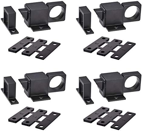 sourcing map Porte Boulon Loquet Aluminium Alliage Noir 4 Pcs | Sécurité Automatique Fenêtre Portail Ressort Rebond Verrouillage
