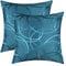 CaliTime Kissenbezüge für Dekokissen, 2 Stück, für Couch und Sofa, Heimdekoration, modern, glänzende und stumpfe Kontraste, geometrische Formen, ozeanblau, 45 x 45 cm