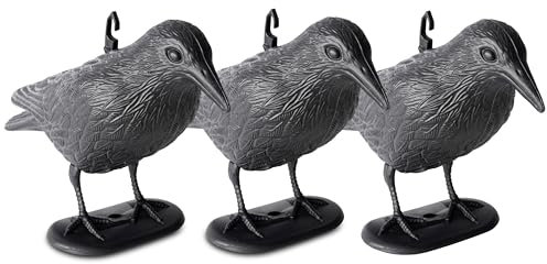 GARDIGO® Taubenabwehr Rabe 3er Set I Taubenschreck Rabe mit Aufhängung | Fliegend & Sitzend | Raben Attrappe aus Kunststoff | Krähe Attrappe zur Vogelabwehr | Tauben vertreiben | Vogelschreck