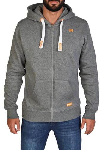 riverso Sweatjacke Herren mit Kapuze Reißverschluss Regular Fit RIVNoah Kapuzenjacke Grau L, Größe:L, Farbe:Grey Melange Standard 2 (23300)