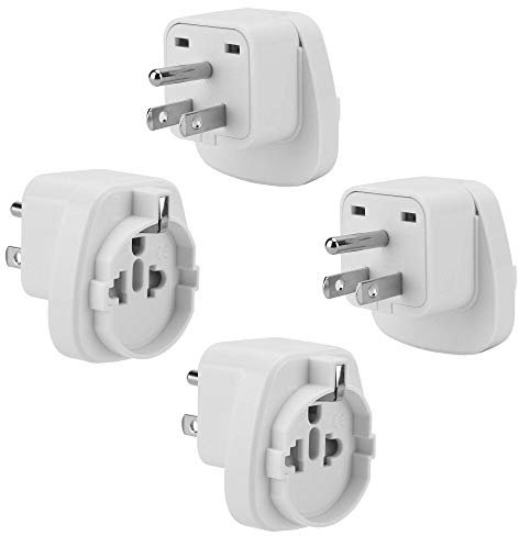 Intirilife 4X Steckdosen Adapter in Weiss - 4er Set Typ B auf EU Schuko Steckdosen Stromadapter Reisestecker für z.B. Amerika, Japan, Kanada, Thailand - Typ B Reiseadapter Netzstecker Converter