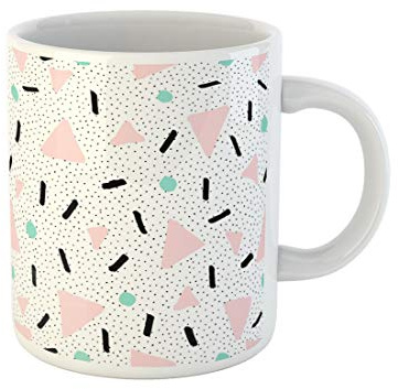 Awowee Coffee Mug Abstract Pattern in Black Pastel Pink and Mint Green 11 Oz Ceramic Tea Cup Mugs Best Gift Or Souvenir For Family Friends Coworkers