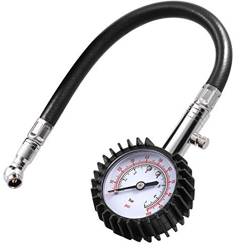CZC AUTO Tyre Pressure Gauge with Flexible Air Hose 100 PSI Heavy Duty Accurate ANSI Certified for the Car, Bike and Motorcycle