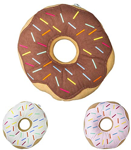 Mabel Home Dekokissen, 35,6 cm, Donut, 3D-Digitaldruck, dekorativ, bequem, weich, Plüsch, lustig, in Lebensmittelform, Sitzkissen für Couch, Stuhl, Boden, Sofa (Schokolade)