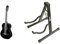 Yamaha C40BLII Akustikgitarre schwarz – 4/4 Gitarre aus Holz & RockJam Universeller tragbarer A-formiger Gitarrenständer für Akustikgitarre, E-Gitarre und Bass