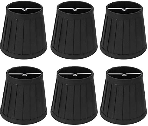 6 Stück Lampenschirm, Moderner Stoff Tischlampenschirm für E14 Kronleuchter Wandlampen Abdeckung, Home Room Office Dekor - 3,4 x 4,8 x 4,3 Zoll (Schwarz)