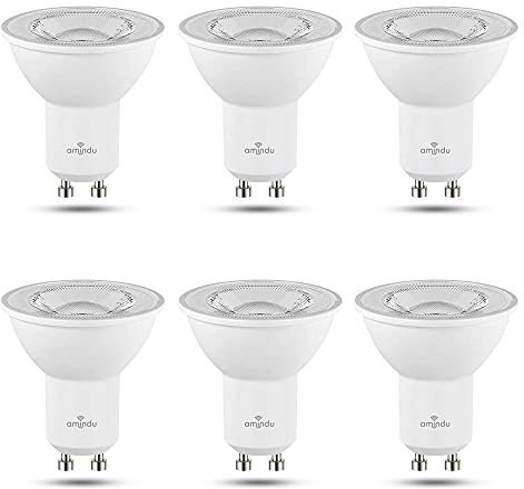 Amindu LED Lampe dimmbar 4W ersetzt 50W GU10 kaltweiß 4000 K – LED 6er Pack – langlebig, energiesparend und angenehm leise – effizienter Strahler GU10