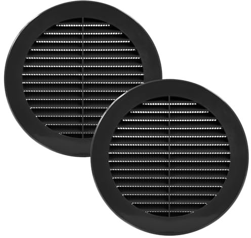 Vent Systems 15 cm/150 mm 2 Stück Schwarz Soffiten-Abdeckung – runde Lüftungsschlitze – Grillabdeckung – eingebauter Insektenschutz – HVAC-Lüftungsöffnungen für Badezimmer, Heimbüro, Küche