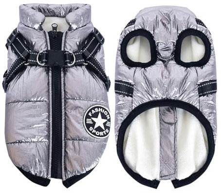 Oncpcare 2-in-1-Hundekleidung für kleine Hunde, warmer Wintermantel, Jacke, Weste, Haustiermantel, Geschirr für kleine Hunde