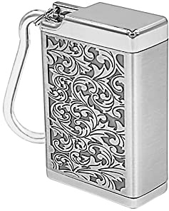 Hourwof Metal Portable Ashtray with Lid,Outdoor Pocket Ashtrays for Cigarettes,Cute Travel Ash Tray with Keychain,Relief Silver