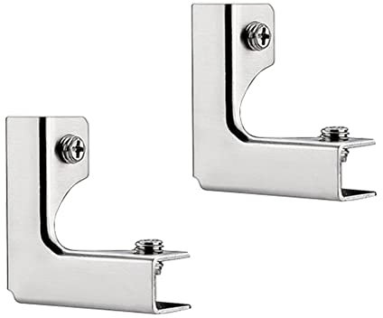 Connettore in Vetro, 2 Morsetti in Acciaio Inox, Supporto per Vetro senza Montatura per Fissaggio o Fai da te, Protezione Antivento, Vetrina in Vetro, per Vetro di Spessore 5-10 mm (Forma L)