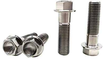 RISON-Titanium Sechskantschrauben mit Flansch M10x1.25x50mm, 5 Stück Titanschrauben Sechskant Kopf Schrauben, Flanschschrauben Titanbolzen Maschinenschrauben für Motorrad, Fahrrad Modifikation