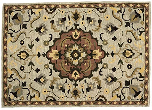 RUG PRINCE Handgefertigter Teppich 160x230 Beige Medaillon Handarbeit Handtuft Modern