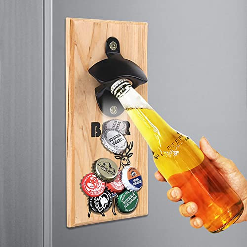 KAYBTNT Decapsuleur Mural Biere Aimanté, Ouvre Bouteille pour Cuisine Jardin Terrasse, Décapsuleur en Bois Personnalisé, Décapsuleur Original avec Conception innovante | Accessoire Bar,1 pcs