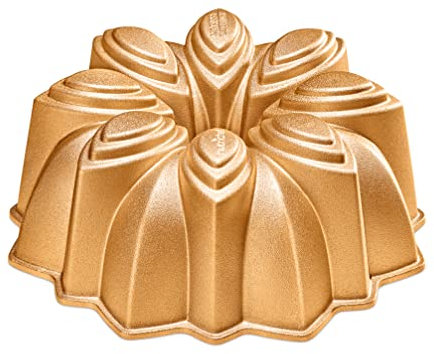 NutriChef 22,9 cm Gugelhupfform – dickes und schweres Aluminiumguss-Backgeschirr mit 2 Schichten Antihaftbeschichtung – Blütenblumen-Design für gleichmäßiges Backen bis zu 500 Grad – leicht zu