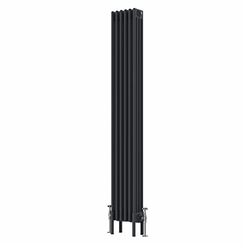 WarmeHaus 1800x290mm Vertical Traditional 4 Column Anthracite Cast Iron Style Radiator Central Heating