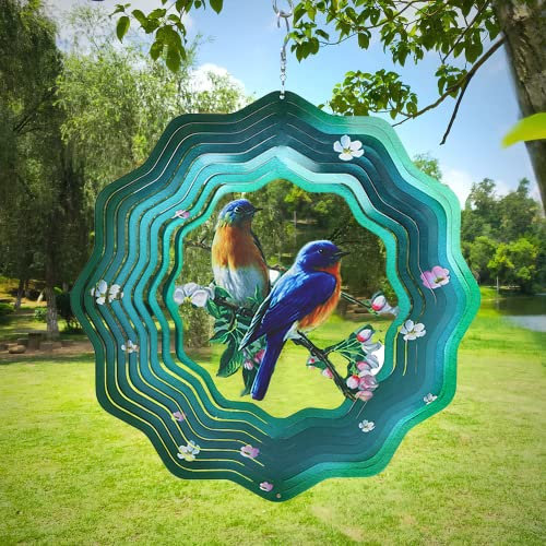 TFANUO Hummingbird Windspiel 3D für drinnen und draußen, Gartendekoration Basteln Ornamente Edelstahl Windspiel Geschenke 30,5 cm (Blue)