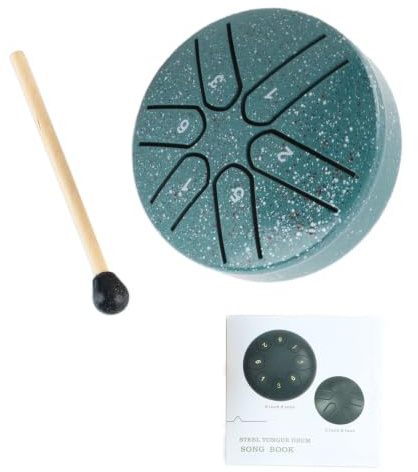 Keenso 6 Tune Hand Pan Drum Tank Drum, Steel Tongue Drum Handpan Drums Percussion Instrument with Drumstick for Entertainment Musical (Green)