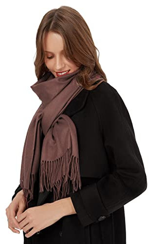 MaaMgic Schal Damen Warm Winter Herbst unifarben Baumwolle mit quasten/fransen, 40+ Farben Einfarbig & Kariert Pashmina xl Stola Schals MEHRWEG,Beeren 2023