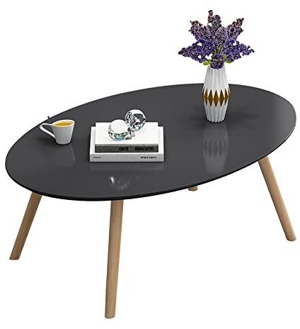 Couchtisch, ovaler Esstisch, Schlafzimmer-Freizeittisch/Studientisch, multifunktionaler H40CM-Sofa-Beistelltisch (Farbe: Schwarz, Größe: 80 x 50 cm)