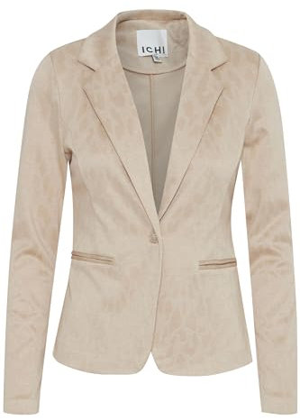 ICHI IHKATE Leopard Jacquard Damen Blazer Jackenblazer Regular fit, Größe:M, Farbe:Doeskin (151308)