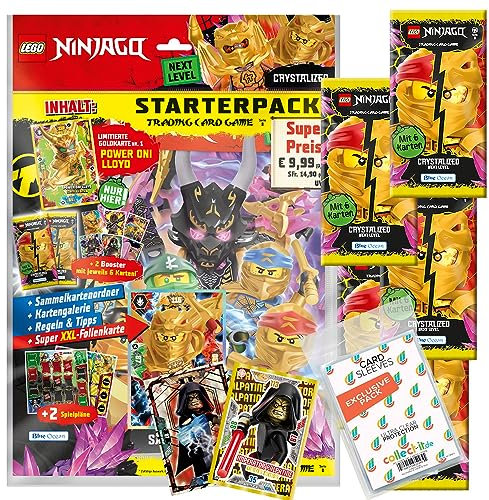 Bundle mit Lego Ninjago Serie 8 Next Level Trading Cards - 1 Starter + 5 Booster + Exklusive Collect-it Hüllen