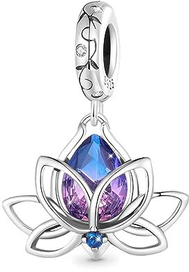 GNOCE Charm Anhänger Lotus Blume Anhänger 925 Sterlingsilber Beads Charms für Frauen und Mädchen Schmuckgeschenk