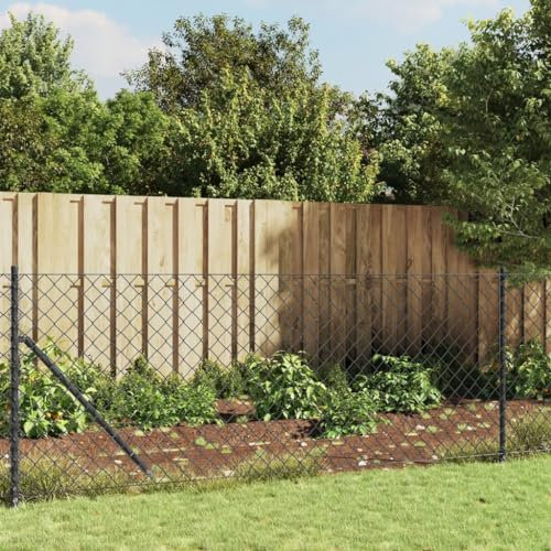Homgoday Clôture en treillis métallique polyvalent - Clôture de jardin - Clôture de bassin - Clôture métallique - Clôture pour animaux - Anthracite - 1 x 10 m