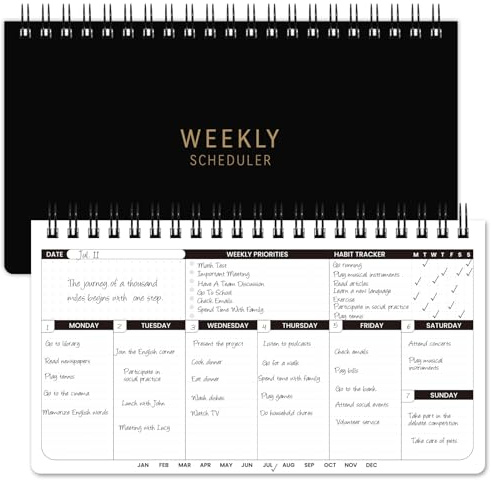 Weekly Planner 2026 - Spiral Bound, 11.2'' x 6.3'', Undated Daily Productive Weekly Planner, 55 Weeks