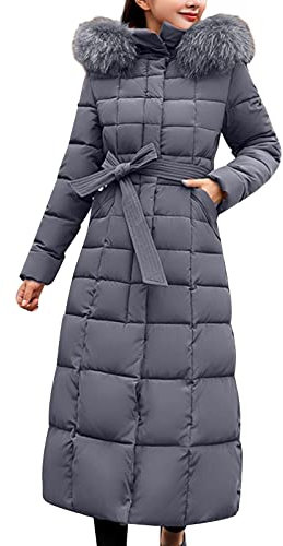 TEPTDirio Women's Down Maxi Winter Coat Hooded Puffer Quilted Parka Extra Long Thickened Jacket Ladies Full Length With Hood Fur Padded