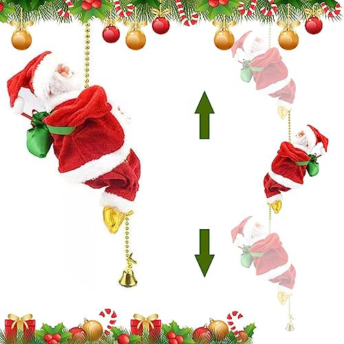 Moonyan Père Noël Électrique Grimpant sur Une Échelle De Corde Escalade De Noël Santa Escalade Échelle Père Noël Pere Noel Qui Grimpe Décoration Père Noël Échelle Père Noël Électrique Escalade