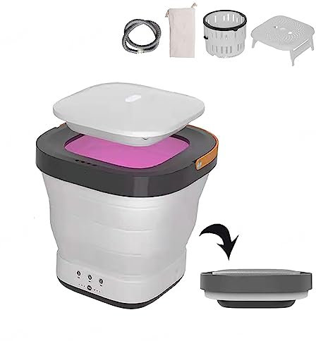 Juego De Lavadora Y Secadora Portátil con 2 Modos De Secado Y UV, Lavadora Pequeña Portátil Rueda De Ondas 4D, Alta Potencia para Bebé, Ropa Interior, Artículos Pequeños,Blanco