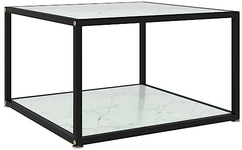 Mesa de centro de cristal templado blanco 60x60x35 cm