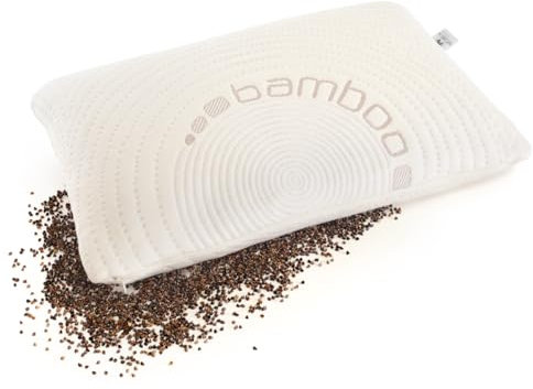 NATURECA Oreiller de Sarrasin, Oreiller Cervical, Coussin de Soutien de Nuque, Oreiller de Sarrasin pour Les douleurs cervicales, Oreiller réglable en Hauteur avec taie en Bambou