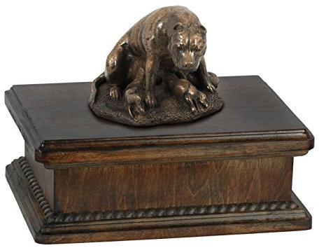 Art-Dog Custom Dog Mama Sitzende Statue Gedenkurne - Handgefertigte kaltgegossene Bronze auf Birkensockel - Urne für die Asche von Hunden - 24,5x29x21cm - 5l - Setter