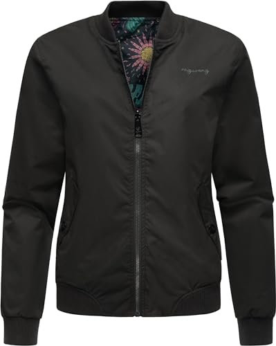 Ragwear leichte Damen Übergangsjacke Wendejacke Kurze Oversize-Bomberjacke wasserdicht 2-in-1-Jacke Joom YOUMODO Black Gr. M