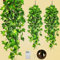 RECUTMS 4 Pack Artificial Vines Hanging Fake Plants Silk Ivy with 30 LED Fairy String Lights Indoor and Outdoor Home Garden Hotel Green Leaves Decoration