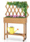HOMASIS Hochbeet für den Außenbereich mit Ablage, Hochbeet mit Gitter aus Massivholz, Pflanzkasten mit Rückenlehne mit Rollen für Balkon, Garten, Hof, 90 x 29 x 129 cm, Natur