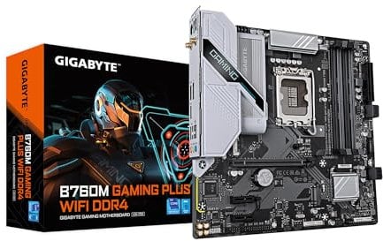 GIGABYTE B760M Gaming Plus WiFi DDR4 LGA 1700 Intel B760 M-ATX Motherboard with DDR4, 2* M.2, PCIe 4.0, Front USB 3.2 Gen 1 Type-C, WiFi 6 GbE LAN, Q-Flash Plus, PCIe EZ-Latch